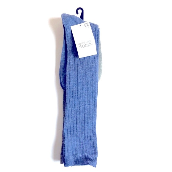 NEW MIXIT KNEE HIGH SOCKS 2 PAIRS Blue Gray Shoe Size 4-10 Women’s - Picture 2 of 14